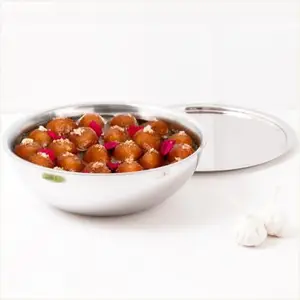 The Indus Valley Triply Stainless Steel Tasla/Tasra/Big Bowl for Dough/Salad Mixing with Steel Lid | Very Small, 18cm/7 inch, 1.6Ltr, 0.8kg | Induction Friendly | Cook and Serve Kadai | 3-Layer Body price in India.