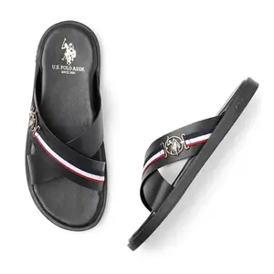 U.S. Polo Assn. Mens FRAN Black Slippers - (UK11) (US12) (2FD24639Z01)