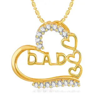 VSHINE FASHION JEWELLERY VSHINE Father Love Pendant with Chain Gold Plated American Diamond for Women, Girls, Men and Boys -VSP1194G
