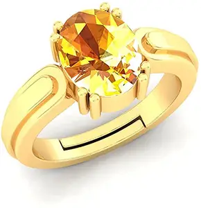 Akshita gems 7.25 Ratti 6.15 Carat Certified Unheated Untreatet AAA++ Quality Natural Yellow Sapphire Pukhraj Gemstone Ring Gold for Women's and Men's