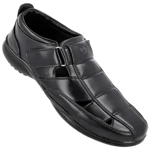 WALKAROO WF6255 Mens Roman Sandals for formalwear and regular use - Black