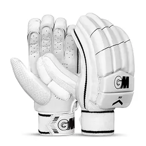 GM 303 Cricket Batting Gloves for Youth Left Handed | Free Cover | Colour : White/Black