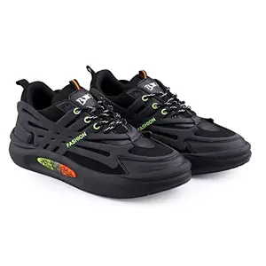 BXXY Men's Synthetic Material and Trendy Black Casual Sports, Running Laceup Shoes.- 9 UK