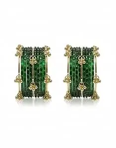 BANGLESKART Kashmiri Ghangharoo Glass Bangle Set for Women| Light Weight Bangles | Traditional Transparent Fancy Glass Chudi Set for Wedding, Party(Set Of 18)