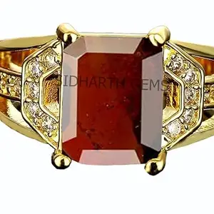 JEMSPRIME 5.25 Ratti Natural Gomed Stone Gold Ring Adjustable Gomed Hessonite Astrological Gemstone for Men and Women