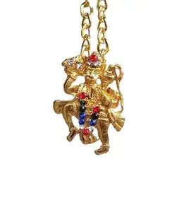 KRSN FASHION Bajrangbali Hanuman Pendant with Rope Chain for Men and Women Gold-plated Plated Stainless Steel Chain Set