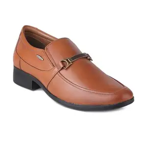 Red Chief Tan Genuine Leather Formal Slip On Shoes for Men
