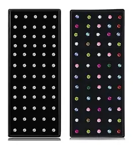 VAMA FASHIONS Multicolor Silver stone metal nosepin with piercing naak ki bali tiny ring for women - 120 PCS