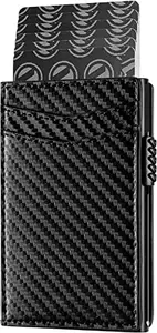 VOGARD Unisex Card Holder Pop Up Cards Slim Leather Wallet RFID Protection Up to 11 Cards Card Case with Rakhi(Carbon Black)