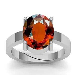 DINJEWEL 9.25 Ratti / 8.50 Carat Certified Gomed/Garnet Loose Gemstone Silver Plated Ring For Men And Women's