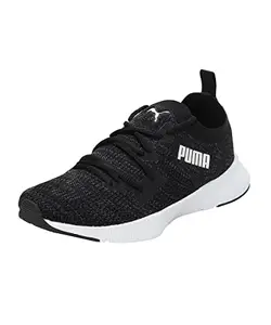 Puma Womens Flyer Runner Engineered Knit Black-Asphalt-White Running Shoe - 5UK (37999401)