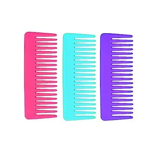 ZAUKY Hair Shampoo Combs with Wide Teeth hair comb (Pack of 3)(Multicolor)