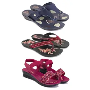 Women's Comfortable Sandal,Casual Lightweight Sandal for Everyday Wear | (COMBO-3)-1973-O22-1934-5