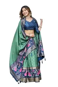 Women's Trending Pure Dolla silk Lehenga Choli Print with Foil Work With Unstitched Blouse Patola Print Adorned with Foil Work For Any Occasion