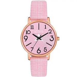 Shocknshop Leather Analouge Pink Dial Analog Wrist Watch For Women And Girls (Pink Dial Pink Colored Strap) Mt348, Pink Band