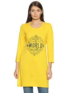 RYSH Women's Long Length T-shirt Top (Golden Mustard, L)