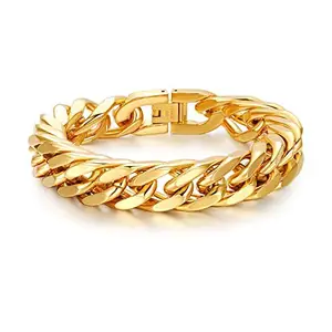 ZIVOM® Italian 3D Curb Links 22K Gold Plated Stainless Steel Bracelet For Men