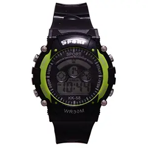 S S TRADERS Excellent Sporty Green Digital Water Proof Watch with Days & Date - Good Gifting Watch