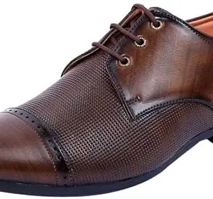 Hangston Men's Brown Stylish & Casual Synthetic Leather Lace-Ups Formal Shoes 10