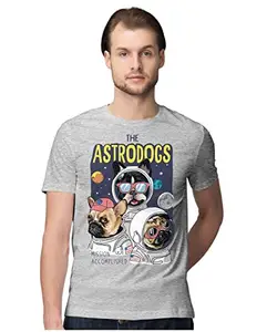 ALLEN BLACK Men's Regular Fit T-Shirt The Astrodogs - Astronaut Dogs 100% Cotton T-Shirt Melange Grey_ASTDGGMEN-Melange Grey 3XL Men Round_