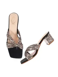 Shoetopia Women's Heeled Sandal-3 Kids UK (Girls-Neha-Black)-EU36