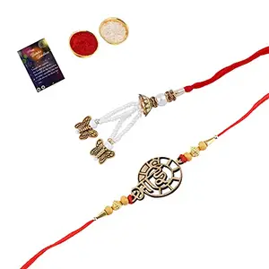 Shreenathji Jewellers Wooden Designer Bhabhi Rakhi With Roli Chawal And Greeting Card (Bhaiya Bhabhi Rakhi 1) -887