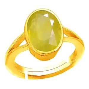 Anuj Sales Certified Unheated Untreatet 7.50 Carat A+ Quality Natural Yellow Sapphire Pukhraj Gemstone Silver Adjustable Ring for Women's and Men's