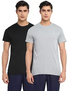 AMERICAN CREW Men’s Black & Grey Sports T-Shirts Pack of 2 - L (AC1716-L)