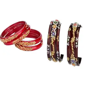 Somil Elegant Combo Bangles For Women & Girls | Stylish Bangles Set For Everyday & Functions, Pack Of 10, Red, Maroon -B60