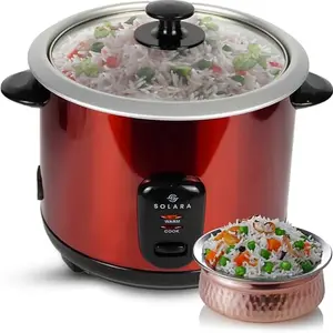 SOLARA Automatic Rice Cooker - Automatic Electric Cooker with Food Steamer | Electric Rice Cooker and Grain Cooker | 500 Watts | Rice Cooker 1.5 litre with Steam & Rinse Basket - Red price in India.