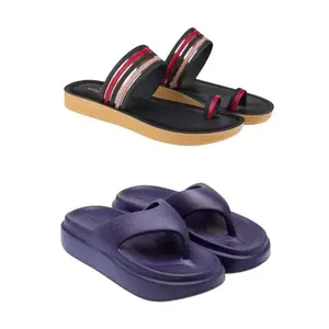 ZENWEAR Extra Soft Classic Casual wear with Flexibility Technology Heel Combo for Women's/Girl's(6144+6112)(8) Multicolor