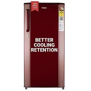 Haier 185 L 2 Star Direct Cool Single Door Refrigerator Appliance (2023 Model, HED-192RS-P, Red Steel)