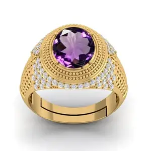 LMDLACHAMA 3.25 Ratt/4.25 Carat Natural Purple Amethyst Gemstone Gold Plated Adjustable Ring For Men And Women's With Lab Certified-3.25