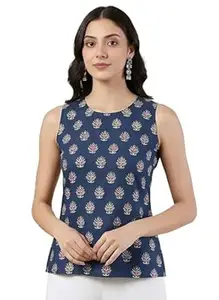 Pinkmint Women’s Printed Sleeveless Top for Women & Girls | Pure Cambric Cotton Fabric | Regular Fit | Soft, Breathable| Ideal for Casual, Daily, Office & Summer Wear (Available in Plus Size)