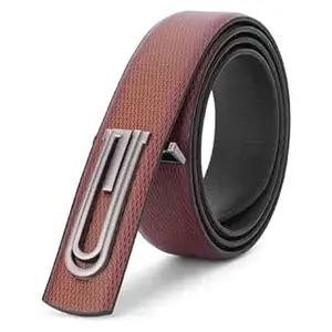 Kastner Men's Formal and Casual Pin Closer PU Leather Belt with Textured Design and Buckle