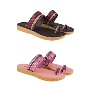 SPORTER Extra Soft Classic Casual wear with Flexibility Technology Flip-Flop Combo for Women's/Girl's(6143+6145)(8) Multicolor