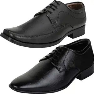 Vitoria Derby Shoes for Men | Shoes for Men with PU Sole | Comfortable & Lightweight |Durable & Trendy Design | Size : 9 | Color : Multicolor,VTR_301BkLaceRnd_VTR_1002BdrBlk_2S_9