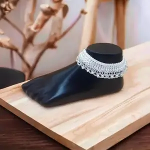 Beautiful Silver Plated Bridal Payal Pajeb For Women One Pair Alloy Alloy Anklet