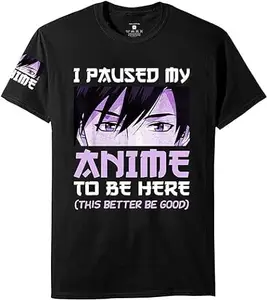 I Paused My Anime to Be Here Manga Otaku Anime T Shirt for Mens (X-Small, Black1)