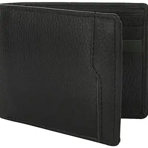 Men Black Original Leather RFID Wallet 6 Card Slot 2 Note Compartment Saiqa3135