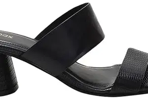 max Women Textured Block Heel Sandals,BLACK,36