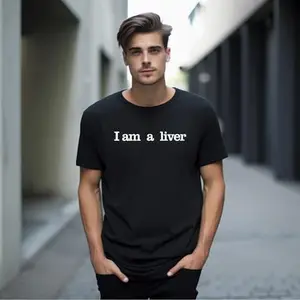 I am a Liver Printed Cotton T-Shirt (X-Large) Black