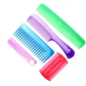 Plastic Comb family complete pack daily use comb wide teeth comb and shampoo comb pocket comb lice comb for women men kids set of 5