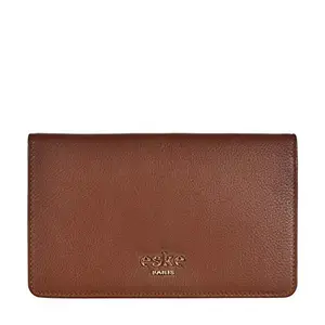 eske Earl - Two fold Wallet - Genuine Quilted Leather - Holds Cards, Coins and Bills - Compact Design - Pockets for Everyday Use - Travel Friendly - for Women (Cognac)