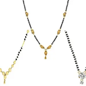 Youbella Jewellery Gold Plated Combo of 3 Mangalsutra Pendant with Chain for Women