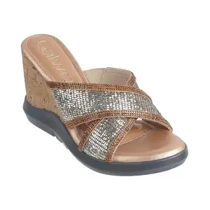 Catwalk Women Stylised SLIP-ON Platforms | For Women & Girls (GOLD,4 UK)