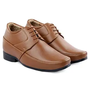 Fasczo Formal Height Increasing Lace Up Shoes with Hidden Elevate for Men and Boys Office Wear Shoes (Tan, Numeric_7)