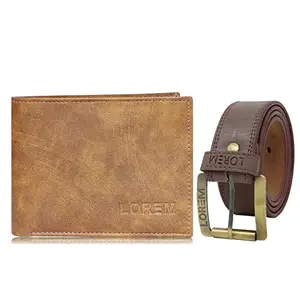 LOREM Mens Combo of Artificial Leather Wallet & Belt FZ-WL13-BL02