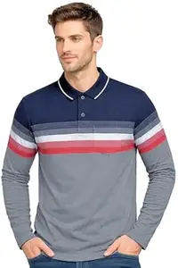 SANE ORIGINALS Full Sleeves Textured Polo Tshirt for Men with Pocket || Long Sleeves Collar and Pocket T-Shirt for Men