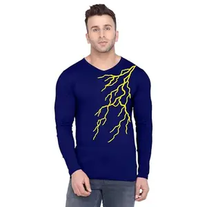 Fashions Love Men Cotton Full Sleeve V Neck Stylish Mens Casual Wear Yellow Star Creative Graphics Printed Printed T Shirt FSVN-4013-M